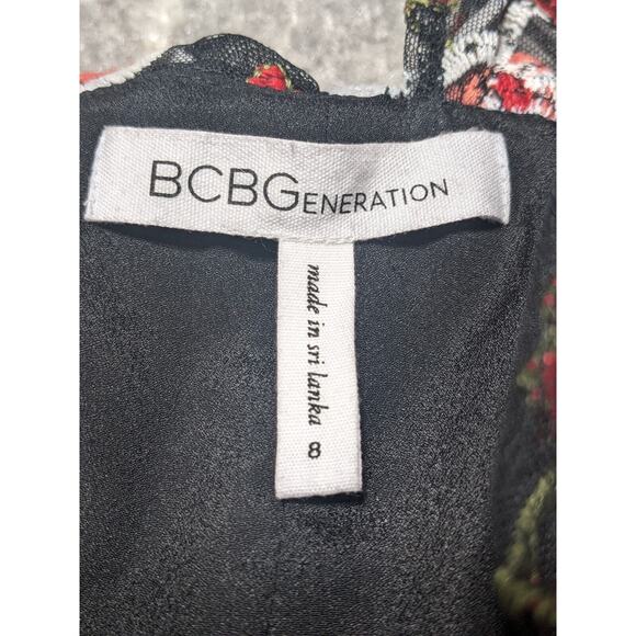 BCBGeneration One Shoulder Mini Dress Women Size 8 Multi Floral Embroidered Mesh - Picture 7 of 13